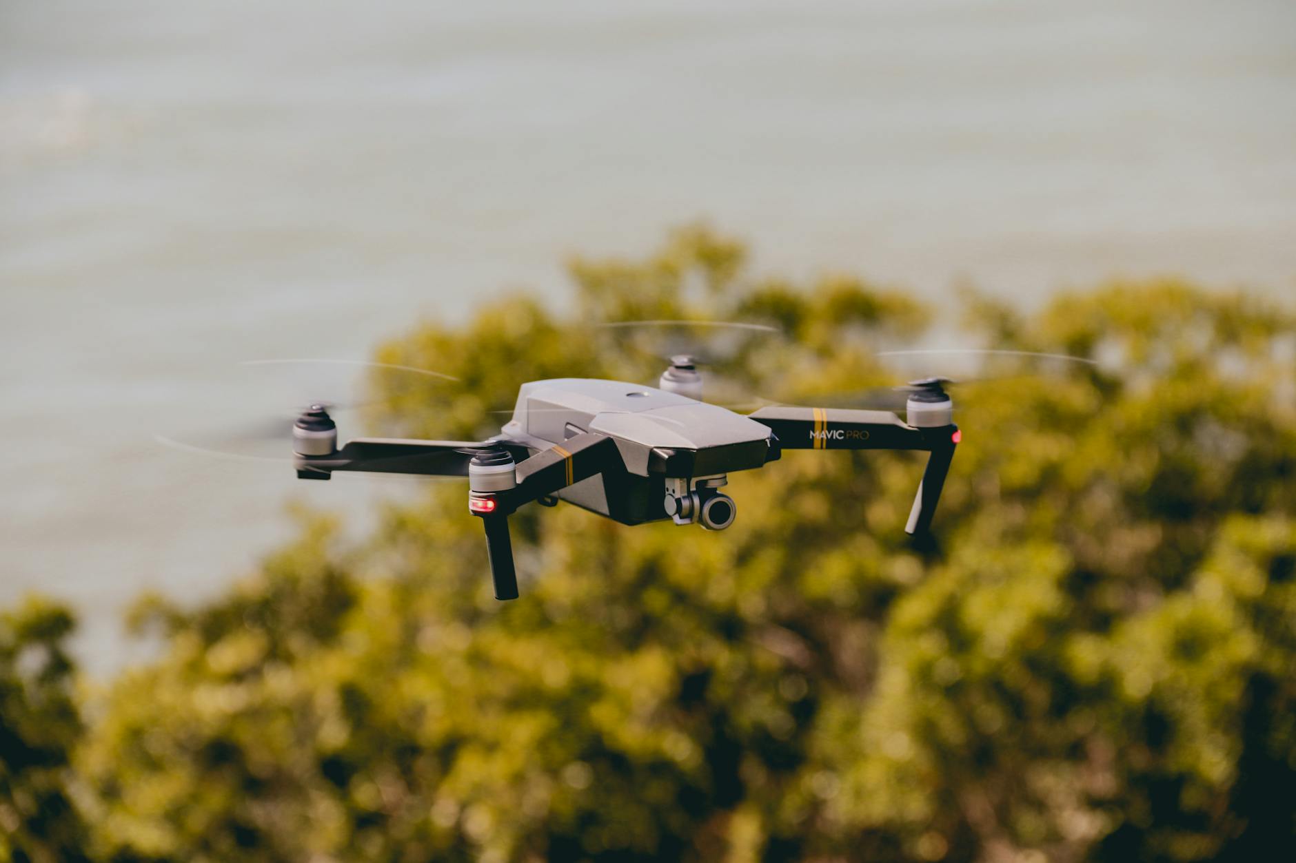 drone flying outdoors in natural landscape